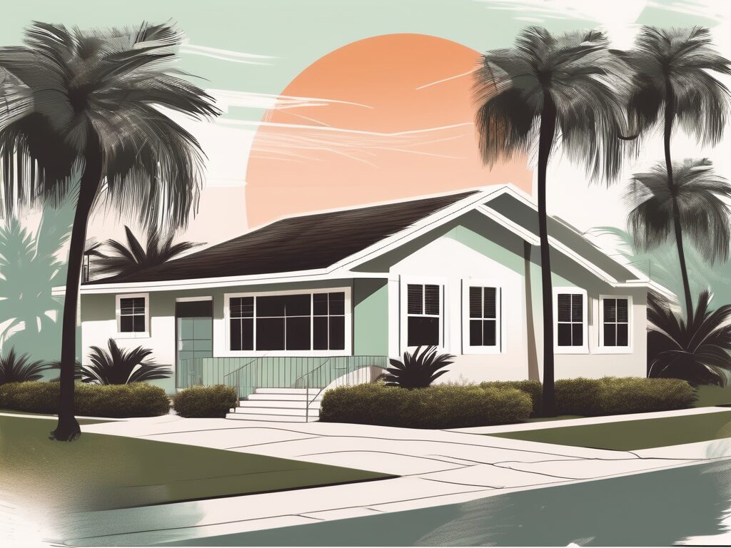 A quaint south miami home with a for-sale sign in the front yard