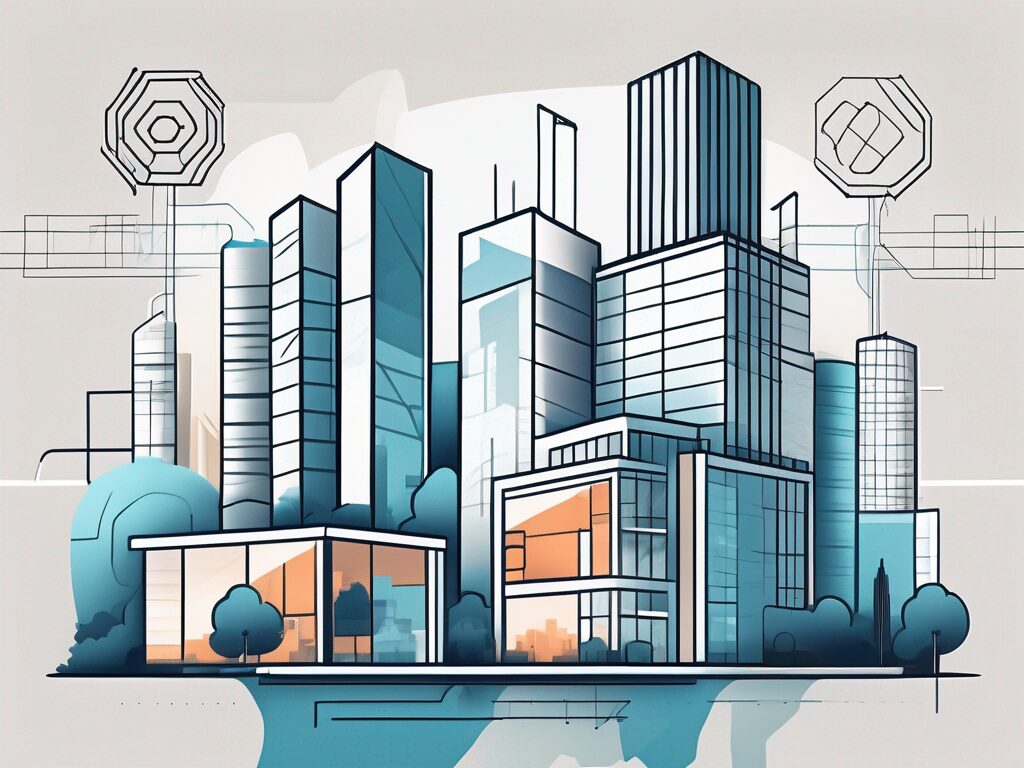 A modern home intertwined with digital elements like a search engine icon