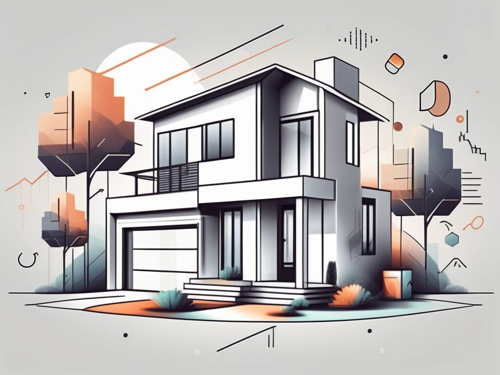 A modern house with a for sale sign