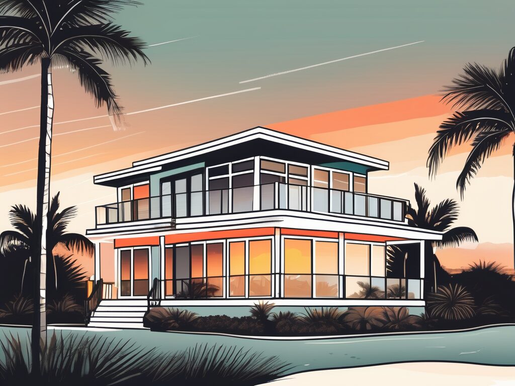 A picturesque belleair beach house with a for-sale sign in the front yard