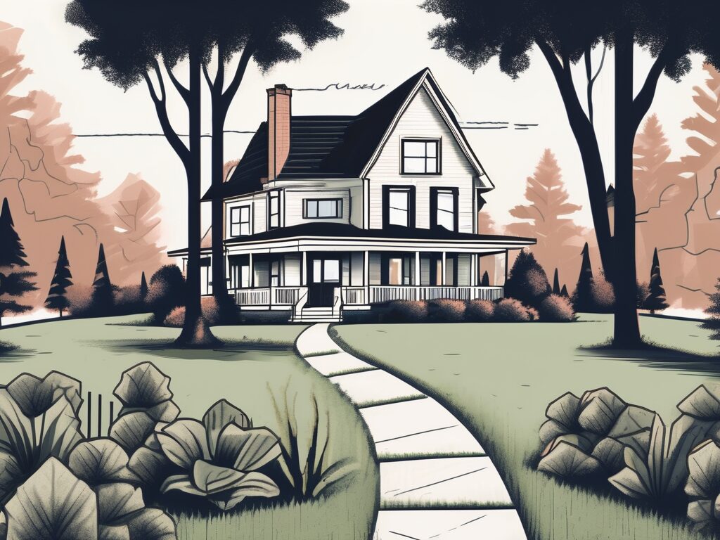 A traditional home with a for-sale sign in the front yard