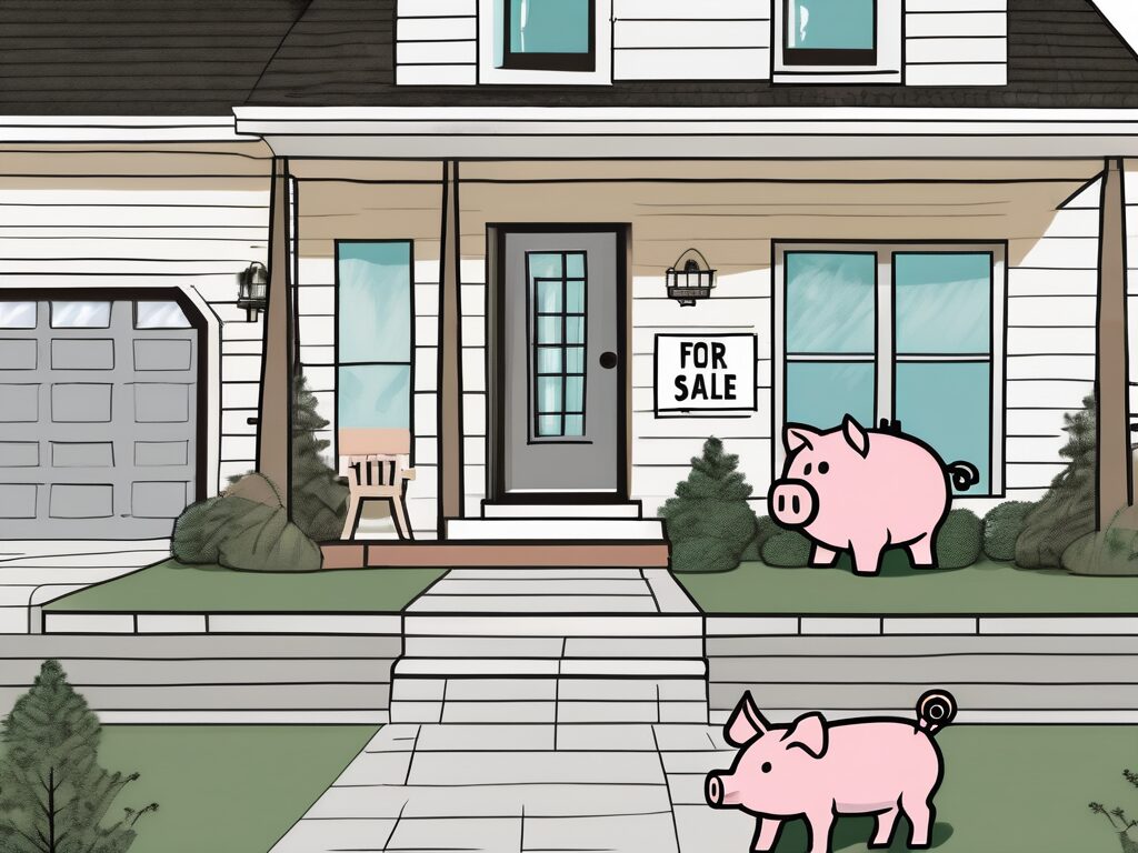 A traditional house in campbellton with a 'for sale' sign in the yard