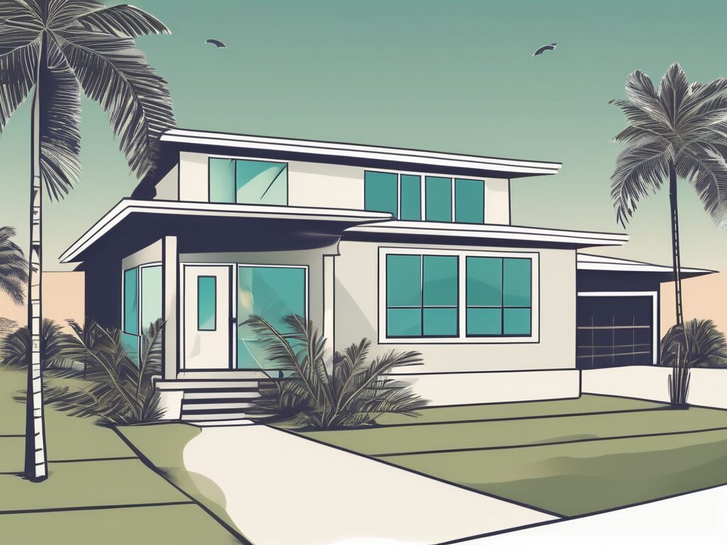 A picturesque indian harbour beach home with a 'for sale' sign in the front yard