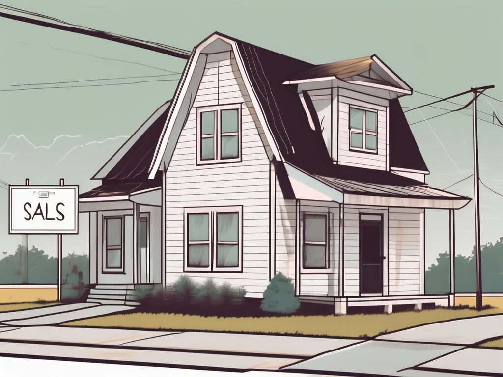 A house with a for-sale sign in the quaint town of macclenny