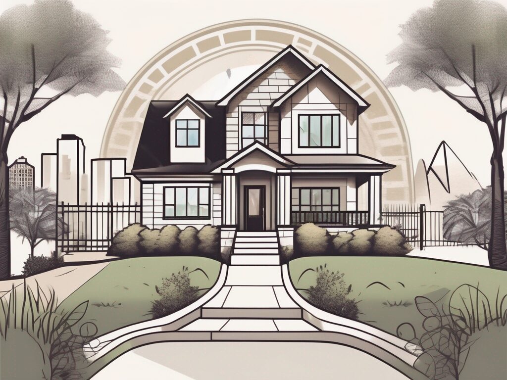 A house with a 'for sale' sign in the front yard