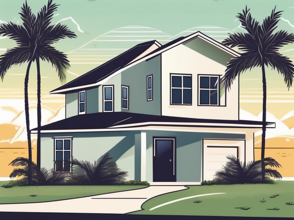 A home in royal palm beach with a 'for sale' sign on the lawn