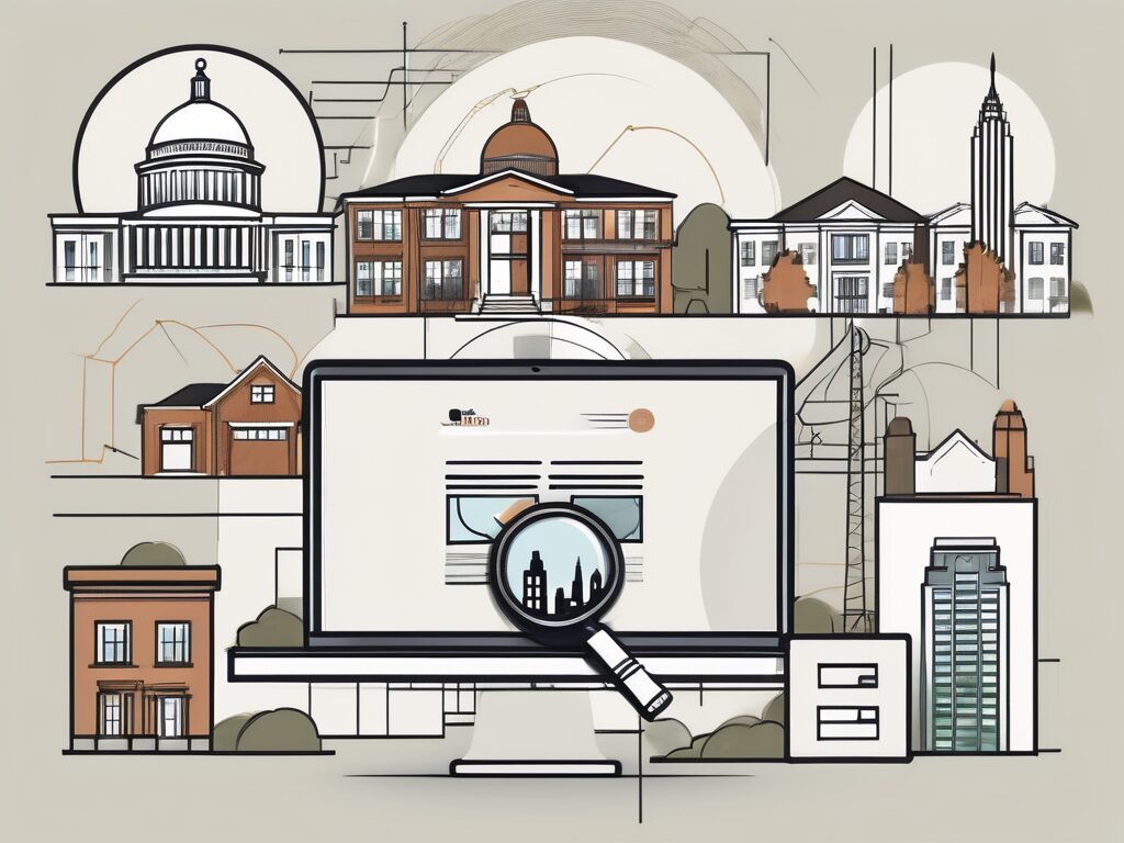 A digital device displaying a real estate website with various properties