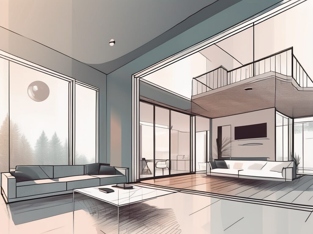 A modern home in bowling green with a virtual reality headset floating above it