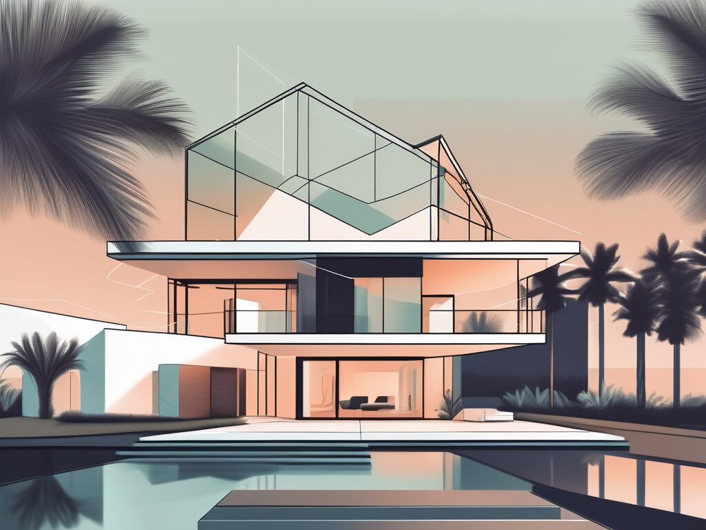 A modern house in kissimmee with a virtual reality headset floating above it