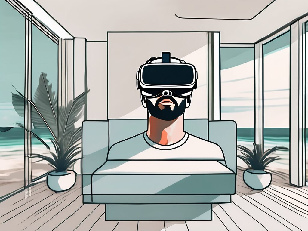 A modern home in panama city beach with a virtual reality headset floating above it