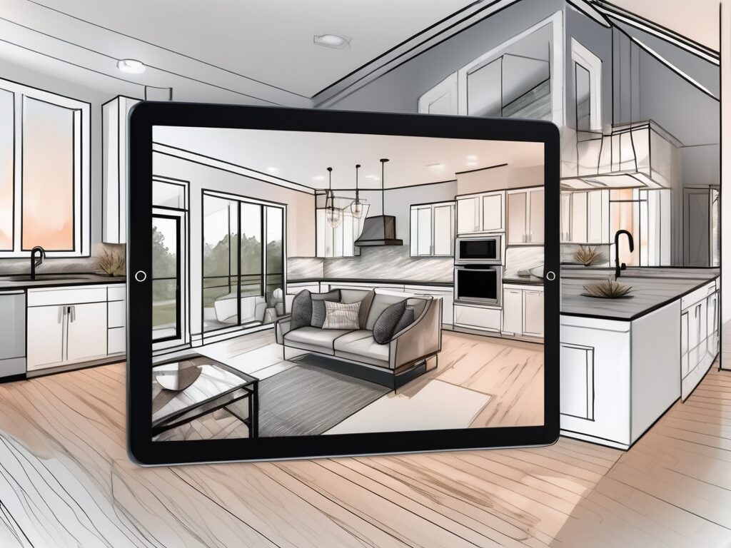 A virtual tour interface on a digital tablet