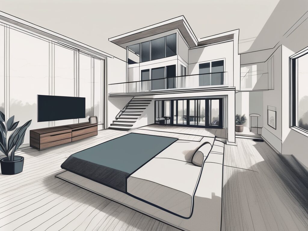 A modern home in trenton with a virtual reality headset floating above it