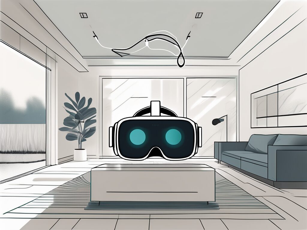 A modern home in west park with a virtual reality headset floating above it