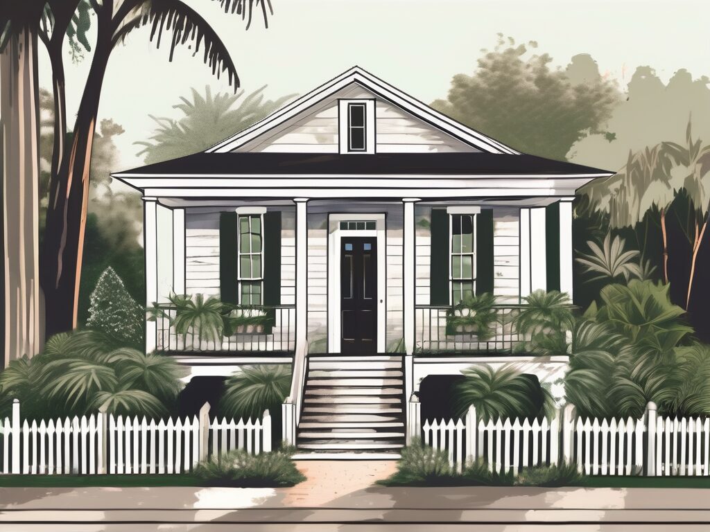 A charming house in apalachicola with a 'sold' sign in the yard