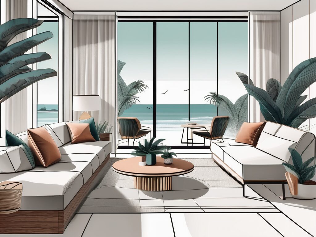 A stylishly staged home interior with modern furniture and decor