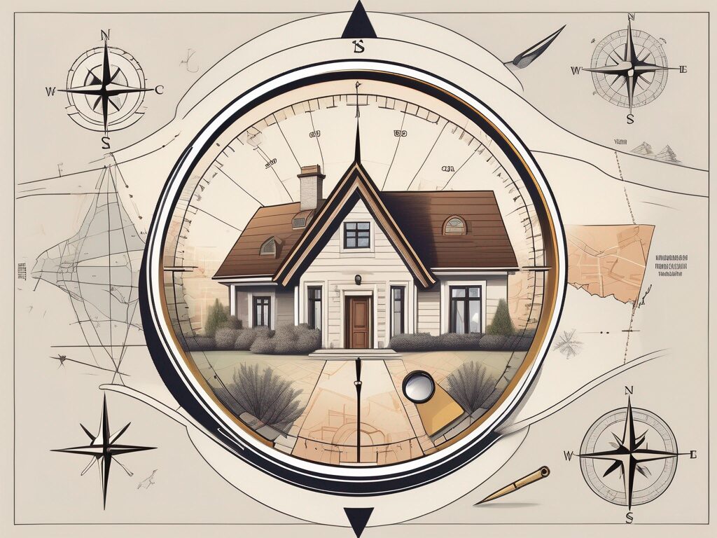 A magnetic compass pointing towards a stylized