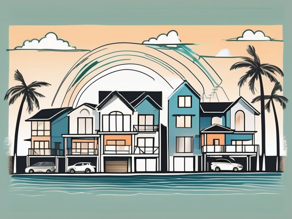 Indian harbour beach with various attractive properties highlighted and a magnet above them symbolizing the attraction of high-intent home buyers