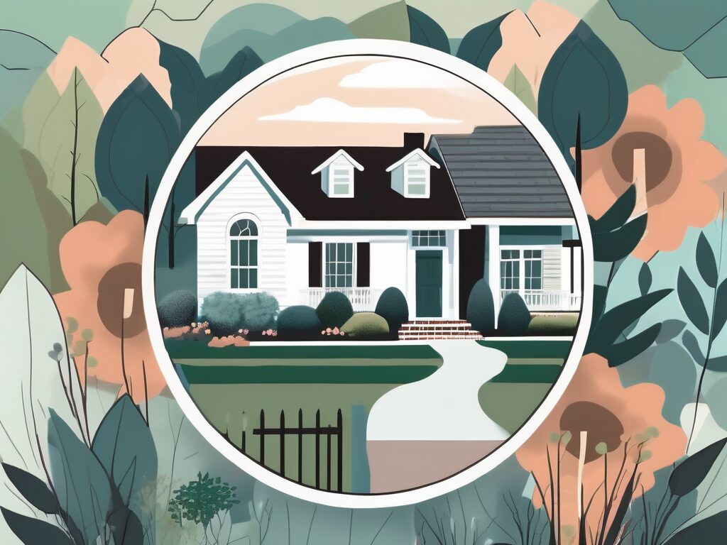 A magnifying glass hovering over a charming house in white springs