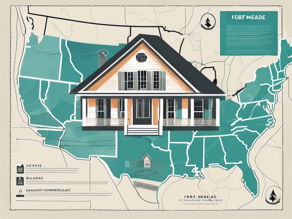 A vibrant map highlighting fort meade