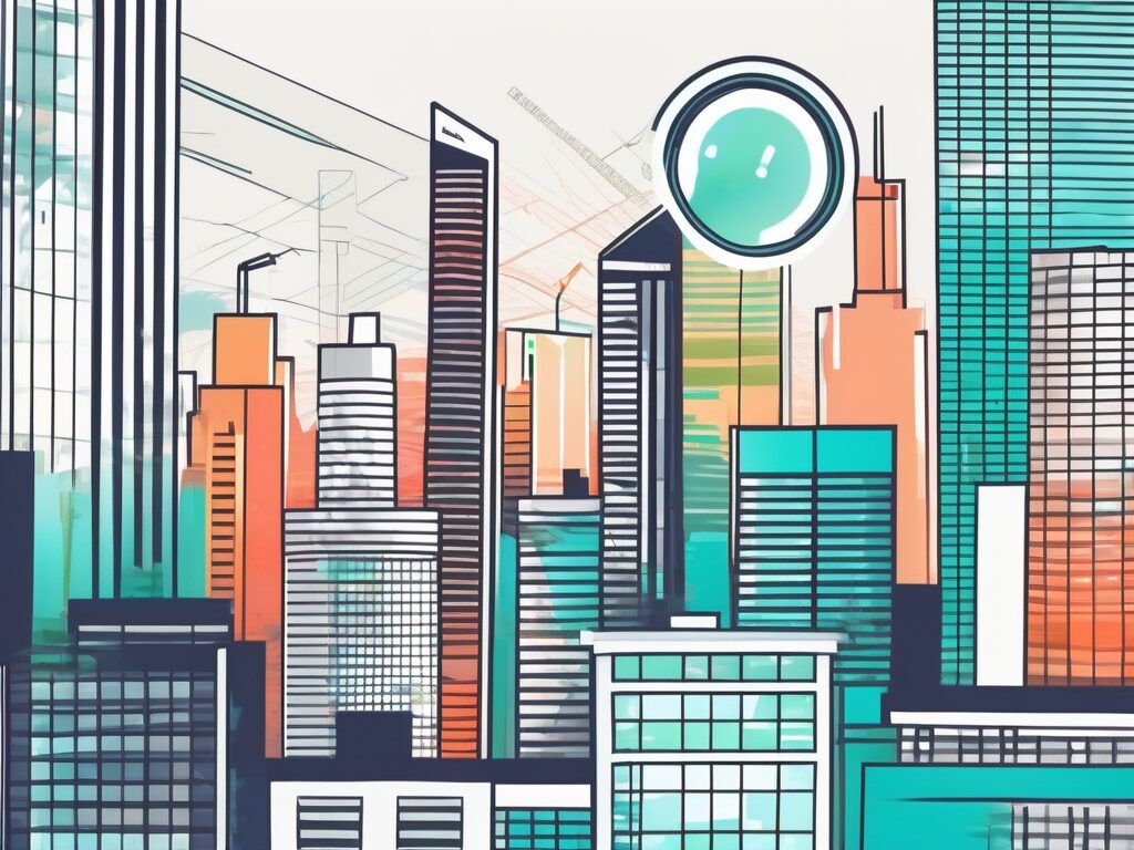 A vibrant miami skyline with a few abstract buildings symbolizing title companies