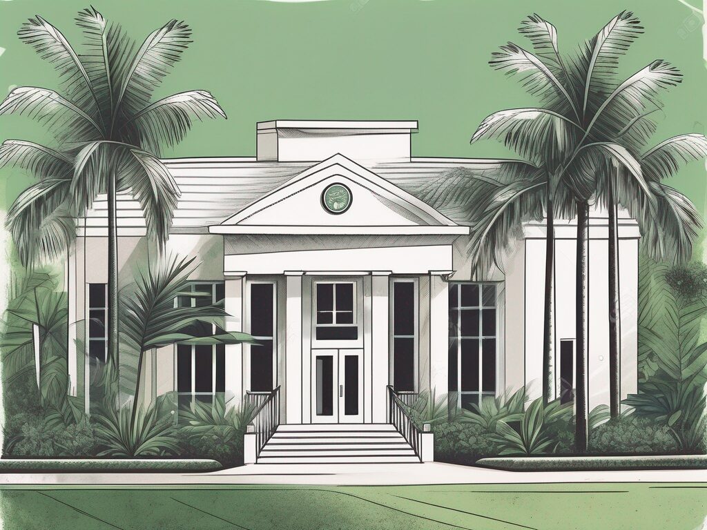 A typical title company office building nestled amidst the lush