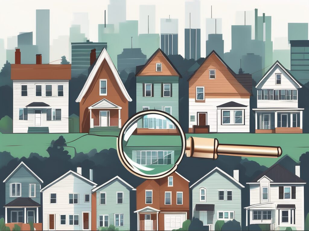 A detailed greensboro cityscape with various residential houses