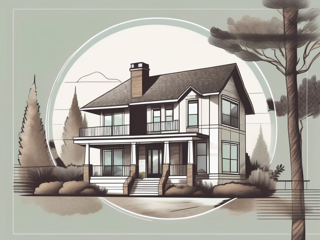 A traditional house in highland park with a magnifying glass hovering over it