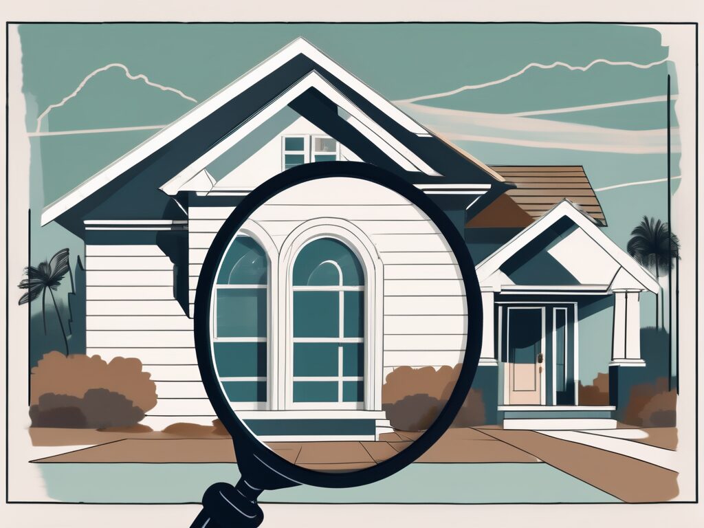 A classic hollywood home with a magnifying glass hovering over it