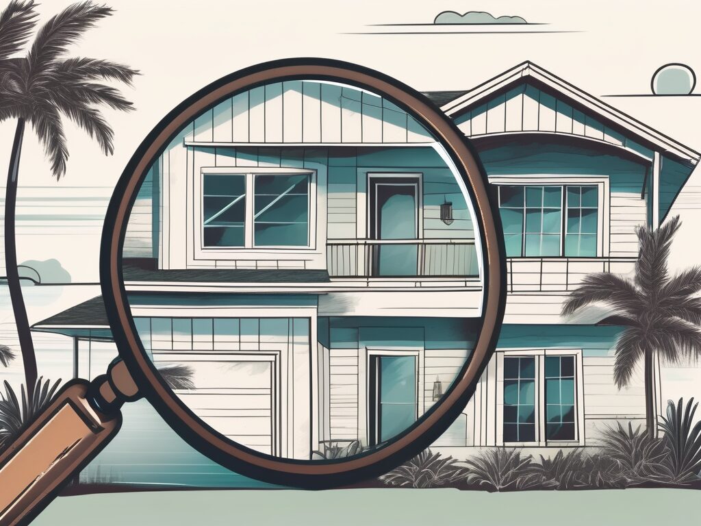 A traditional house in indian harbour beach with a magnifying glass hovering over it