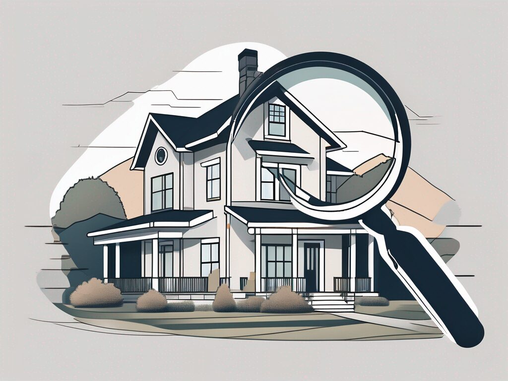 A detailed lakeland home with a magnifying glass hovering over it