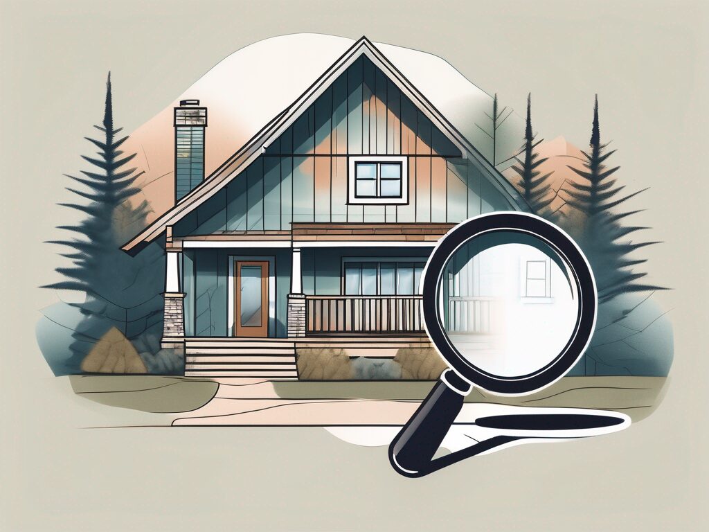 A quaint house in lazy lake with a magnifying glass hovering over it