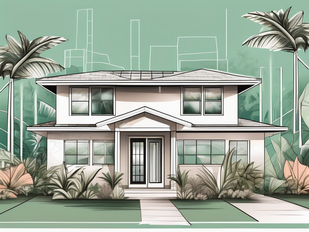 A miami gardens home with various inspection tags on different parts of the house like the roof