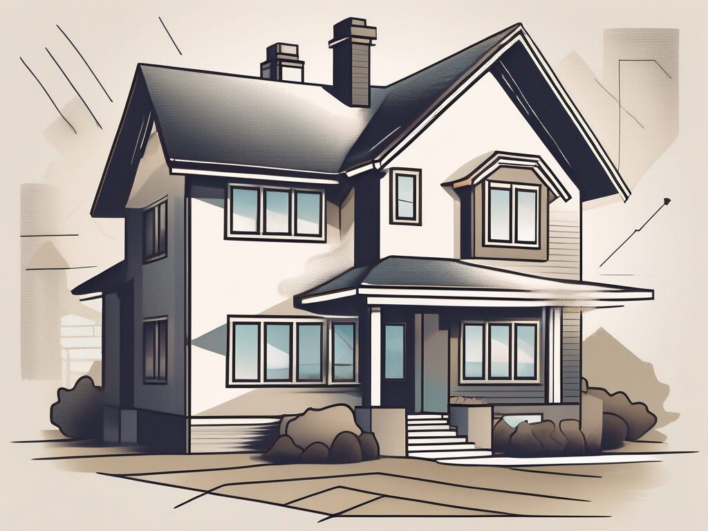 A vernon-style house with a magnifying glass hovering over it