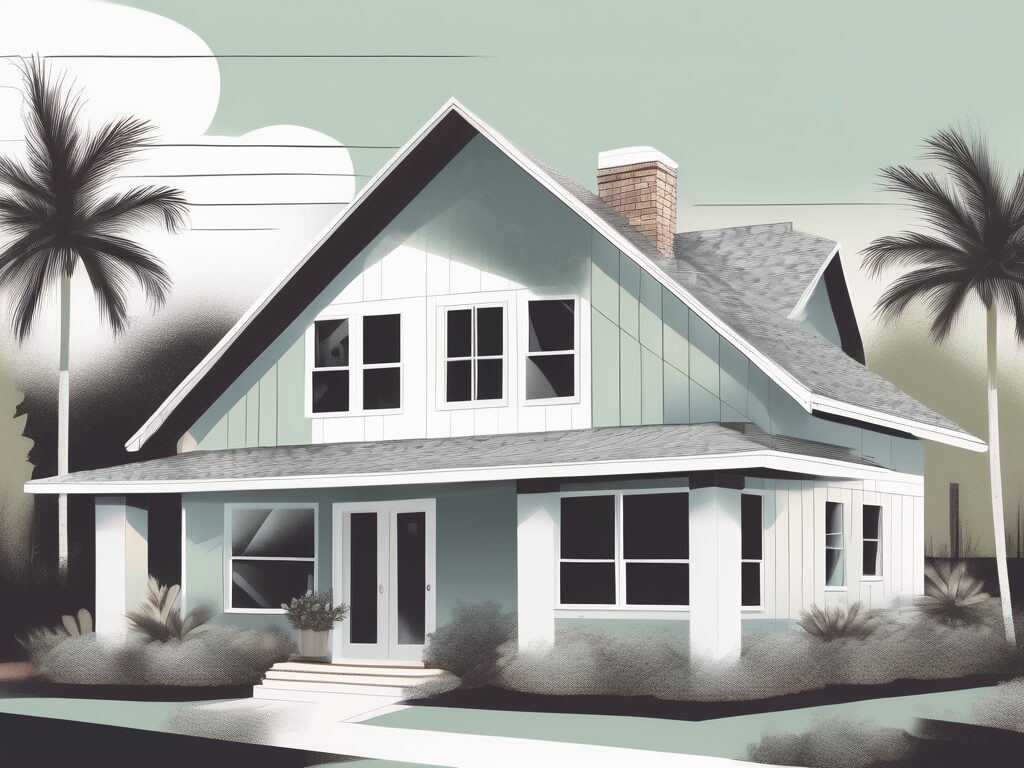 A charming residential property in wilton manors with a home inspector's magnifying glass hovering over it