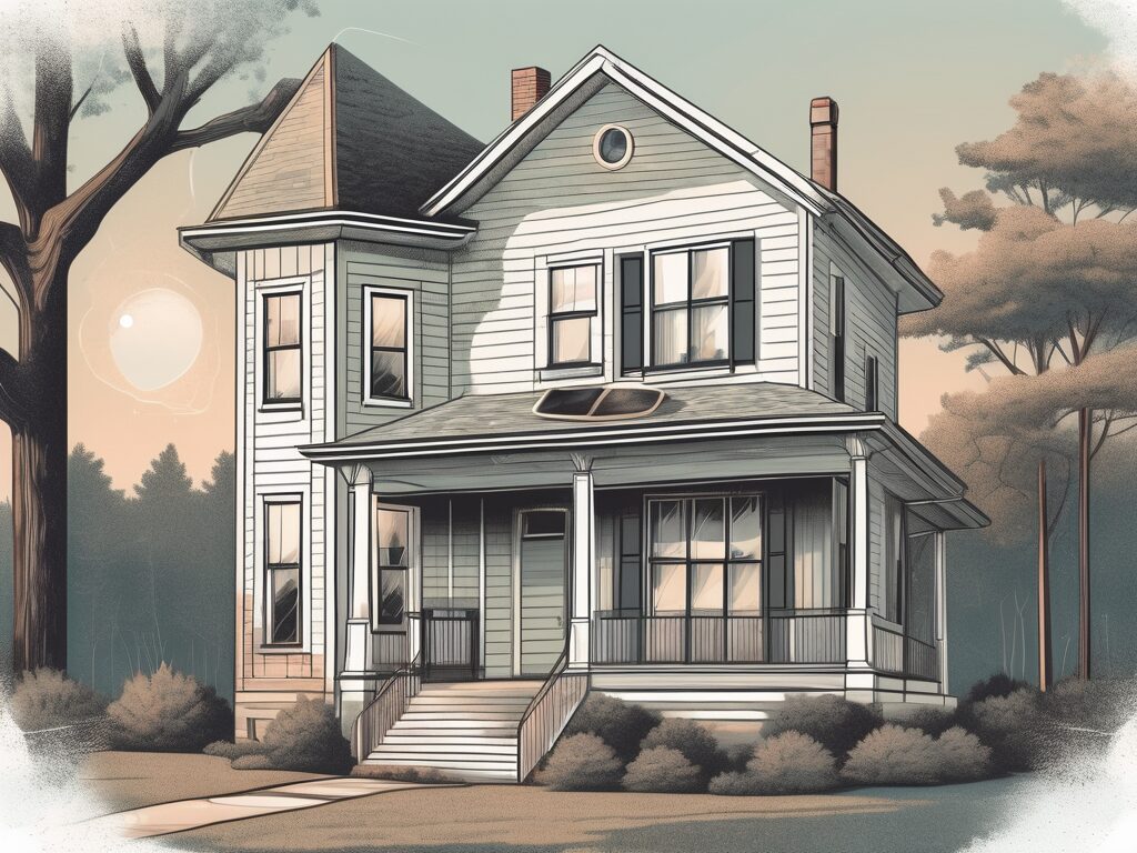 A quaint house in yankeetown with a magnifying glass hovering over it