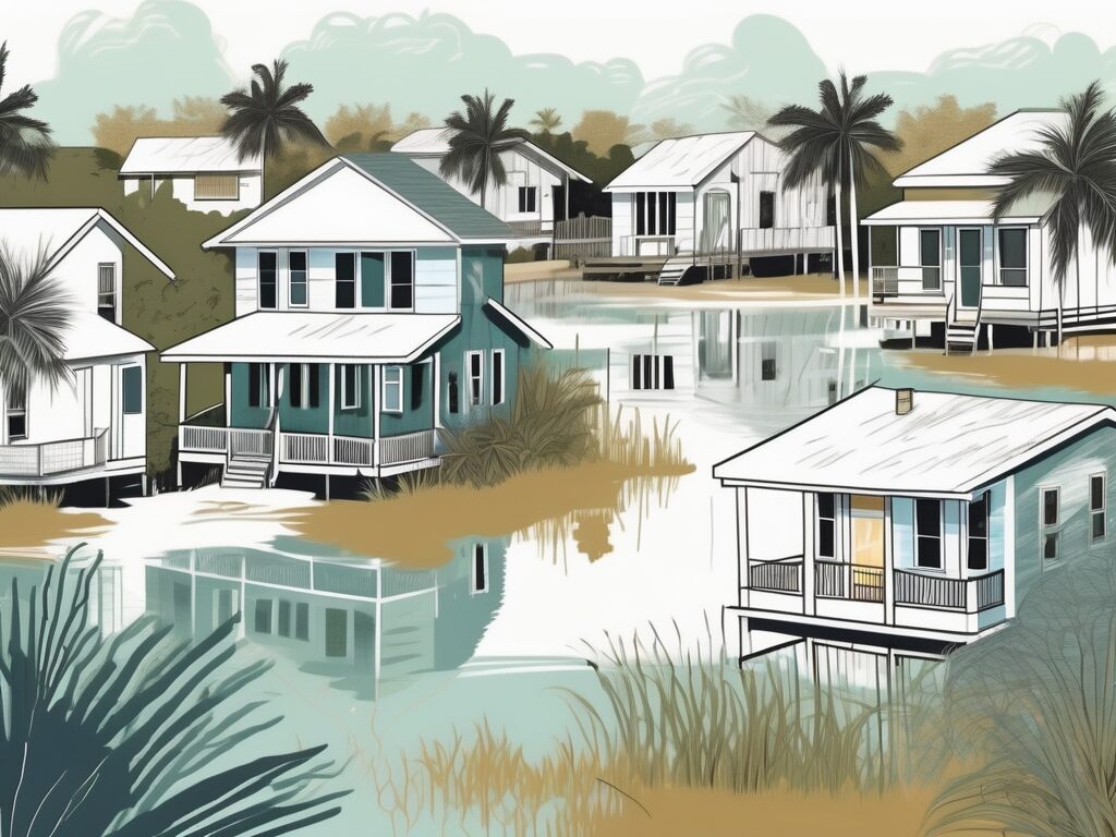 A picturesque everglades city landscape with a variety of homes