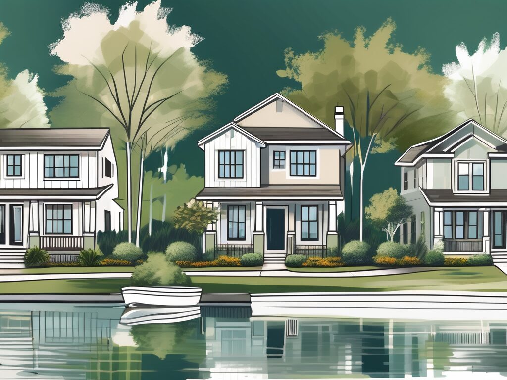 A picturesque lake mary florida neighborhood with various styles of homes