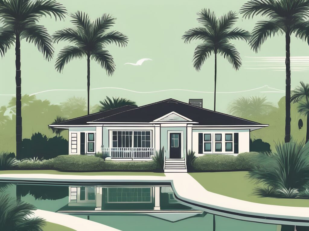 A charming residential home with a for-sale sign in the lush