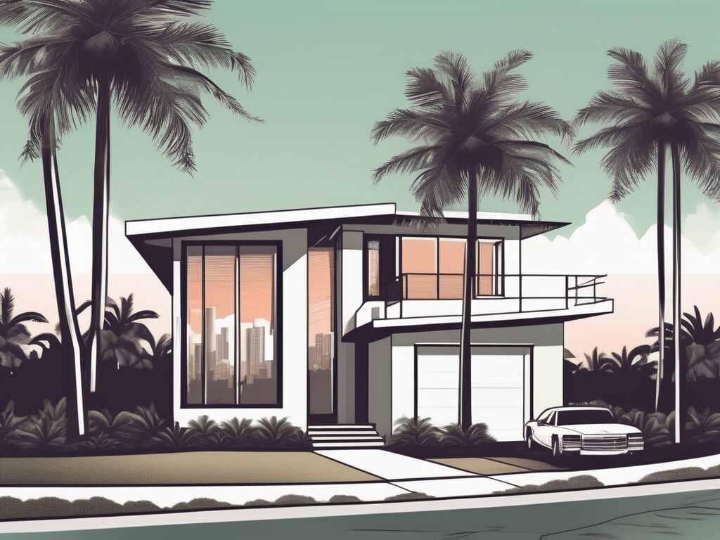 A beautiful miami home with palm trees surrounding it