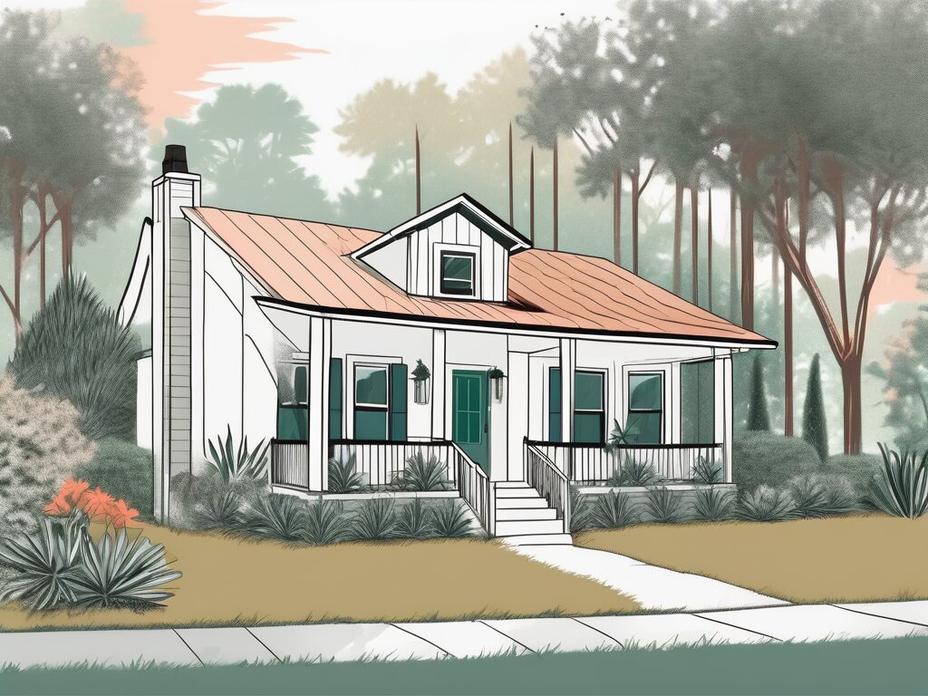 A charming micanopy home surrounded by florida's distinctive flora