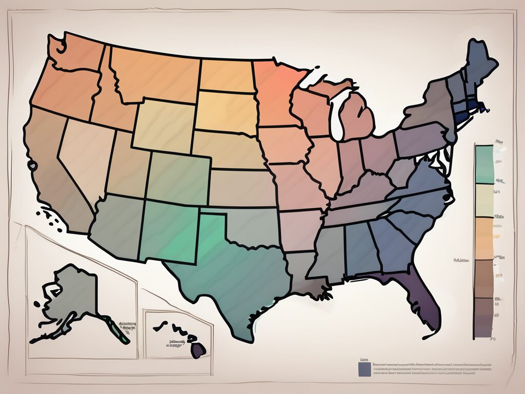 A map of the united states with each state filled in with varying shades of color to represent different levels of refinance approval rates