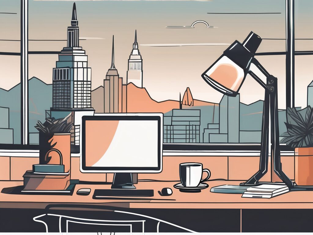 A home office setup with a computer