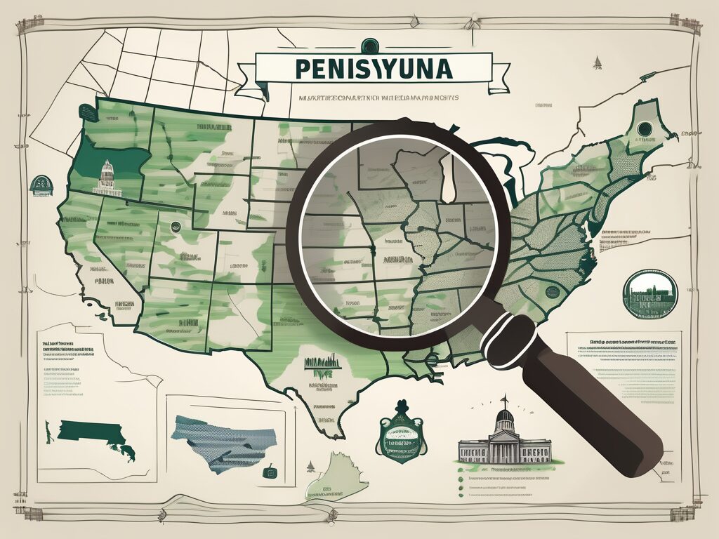 A detailed map of pennsylvania