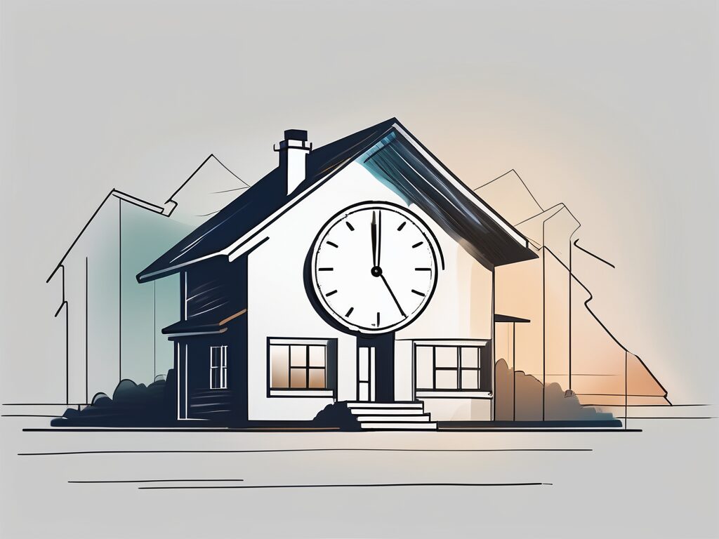 A house with a stopwatch overlaid