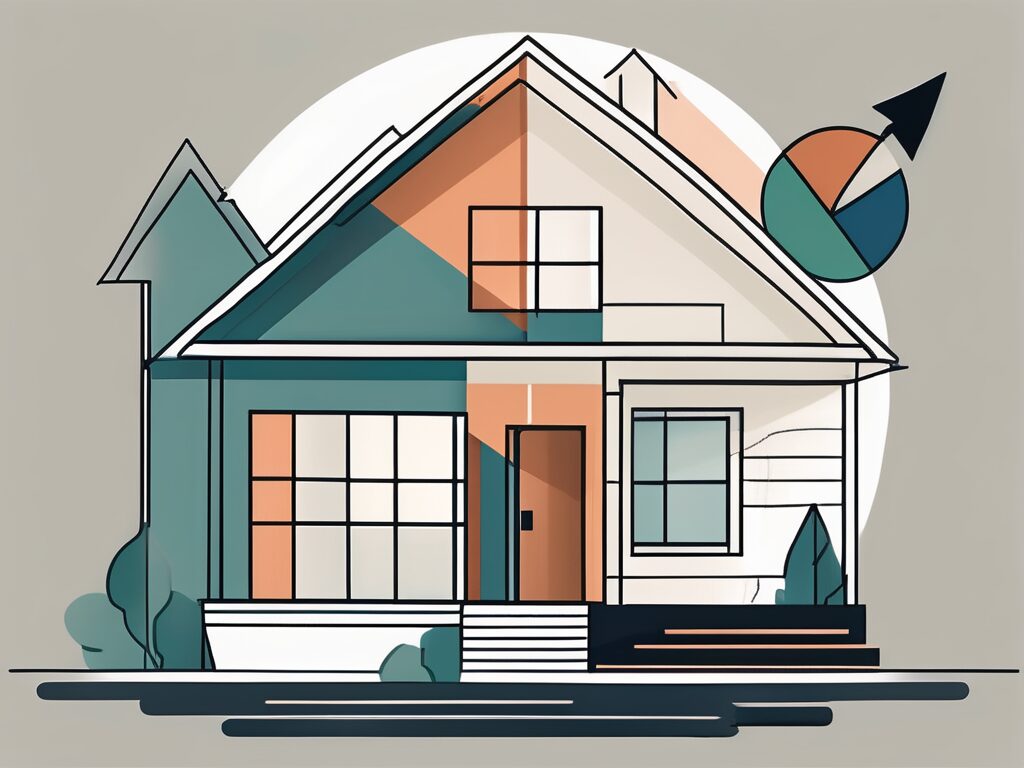 A house with a pie chart overlay