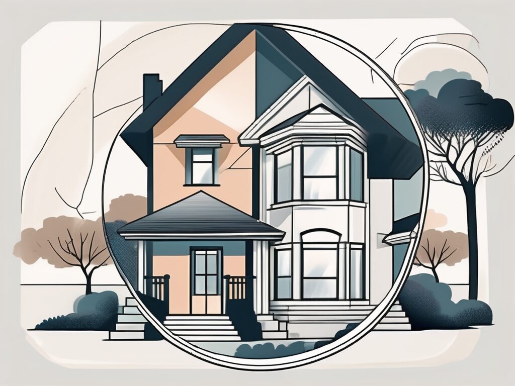 A house with a large magnifying glass hovering over it