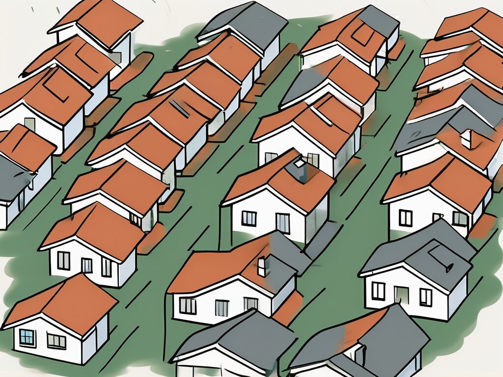 A typical american neighborhood with houses separated by fences