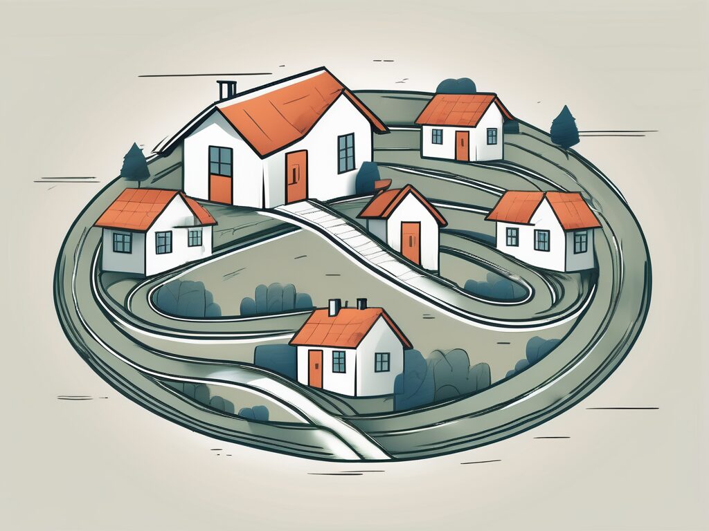 A house with multiple paths leading to it