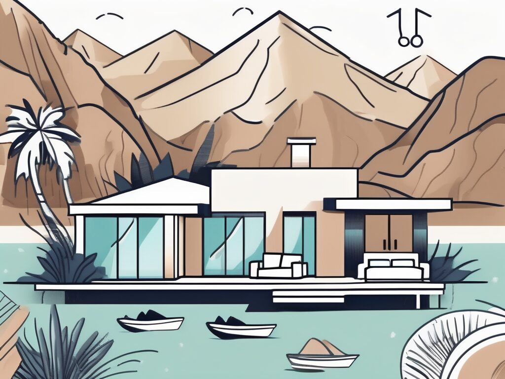 A picturesque vacation home nestled between mountains and a beach