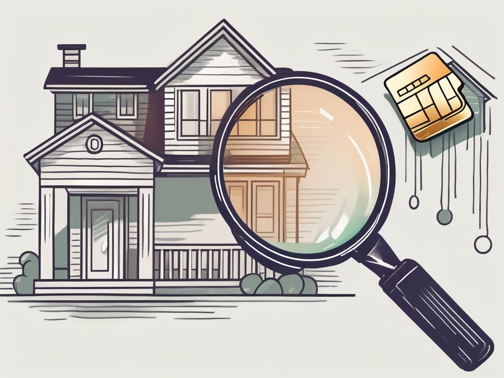 A house with a large magnifying glass hovering over it